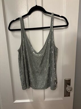 Sleeveless Crushed Velvet Tank Top in Light team